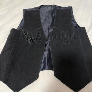 Axessorium Black Suede Fringe Vest Vintage M/L
